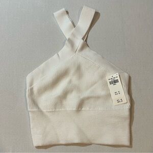 Abercrombie & Fitch White Ribbed Halter Tank Top